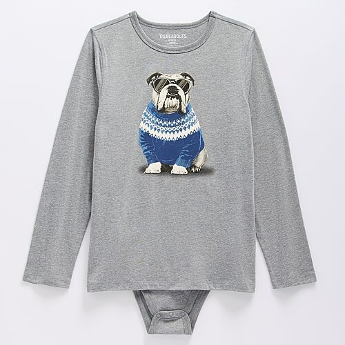 Thereabouts Little & Big Kid Boys Bodysuit Closure Hidden Access Opening Adaptive Crew Neck Long Sleeve Bodysuit In Gray