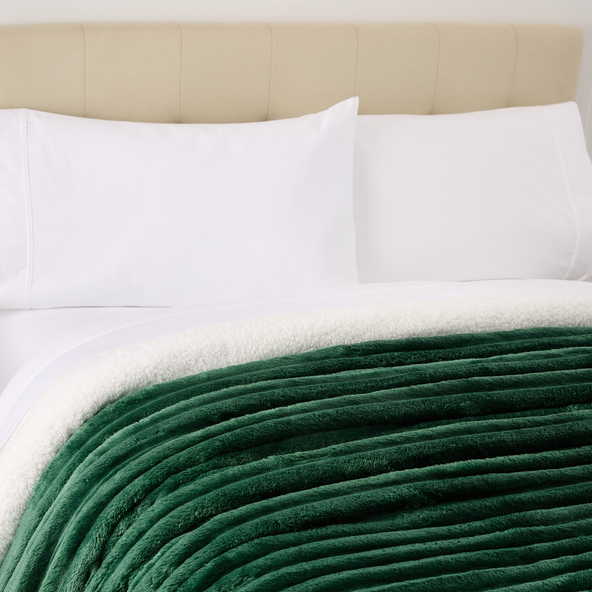 North Pole Trading Co. Ribbed Faux Mink To Sherpa Reversible Comforter