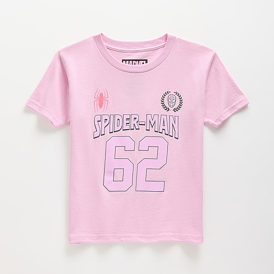 Little & Big Kid Girls Crew Neck Short Sleeve Regular Fit Spiderman Graphic T-Shirt