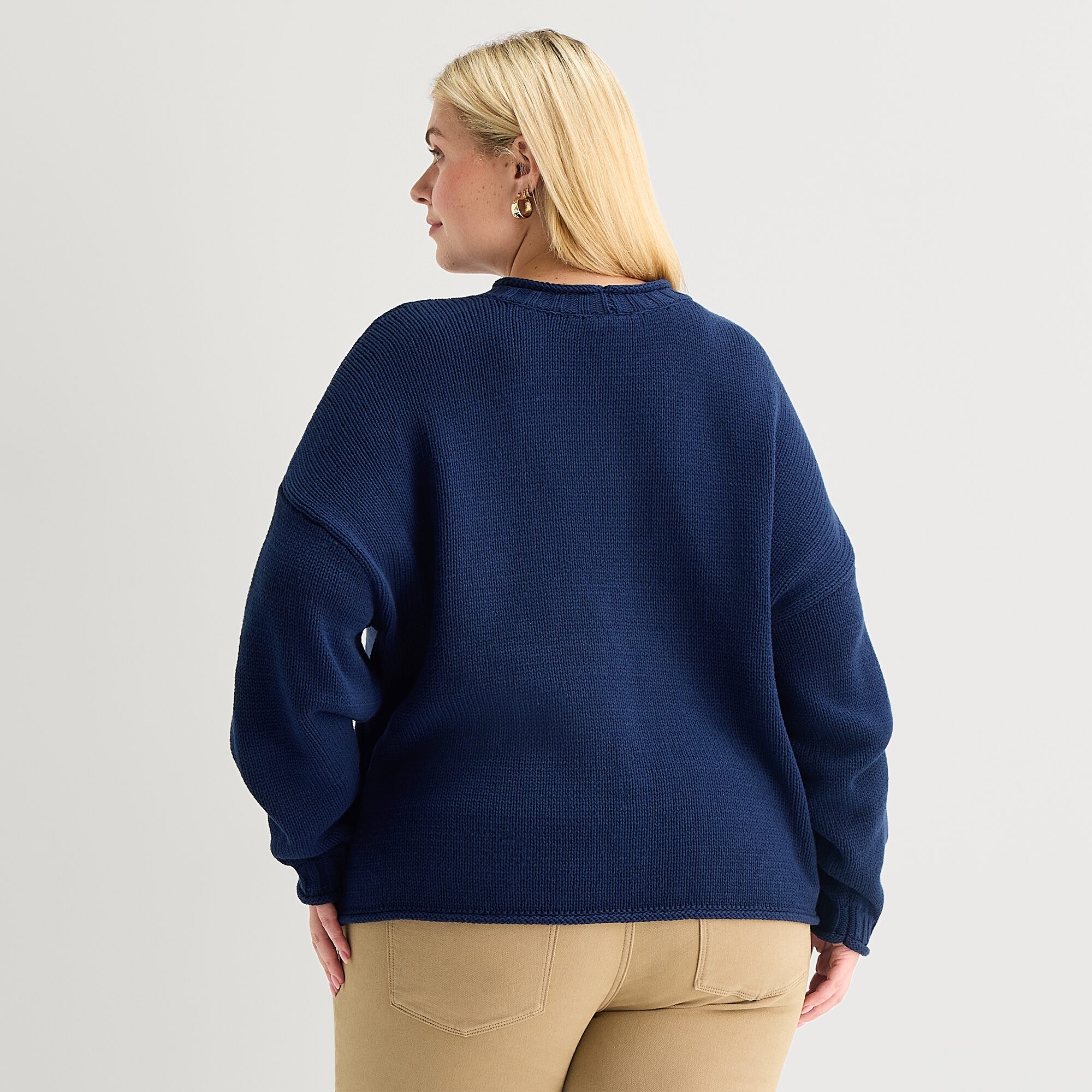St. John's Bay Plus Womens Crew Neck Long Sleeve Striped Pullover Sweater