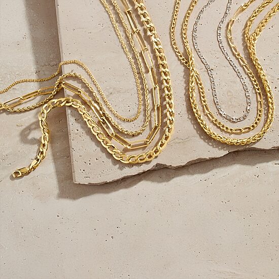 Womens 14K Gold 16 Inch Fashion Chain Necklace