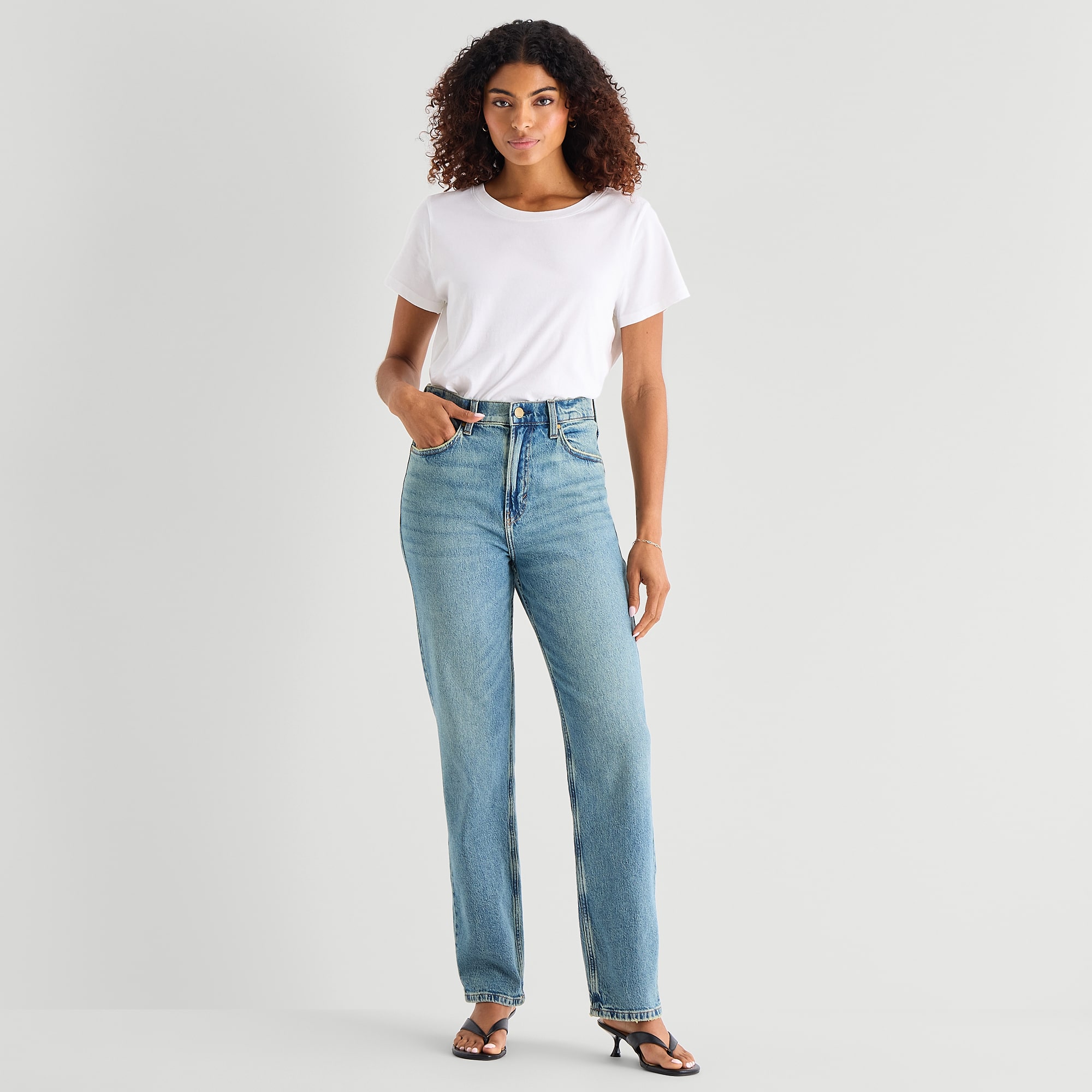 a.n.a Womens Tall Mid Rise Straight Leg Jean
