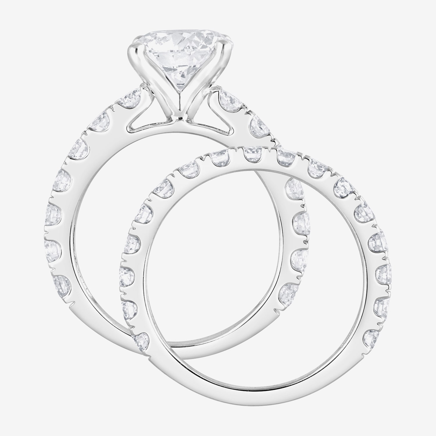 F / Vs2) Womens CT. T.W. Lab Grown White Diamond 14K Gold Round Side Stone Engagement Ring