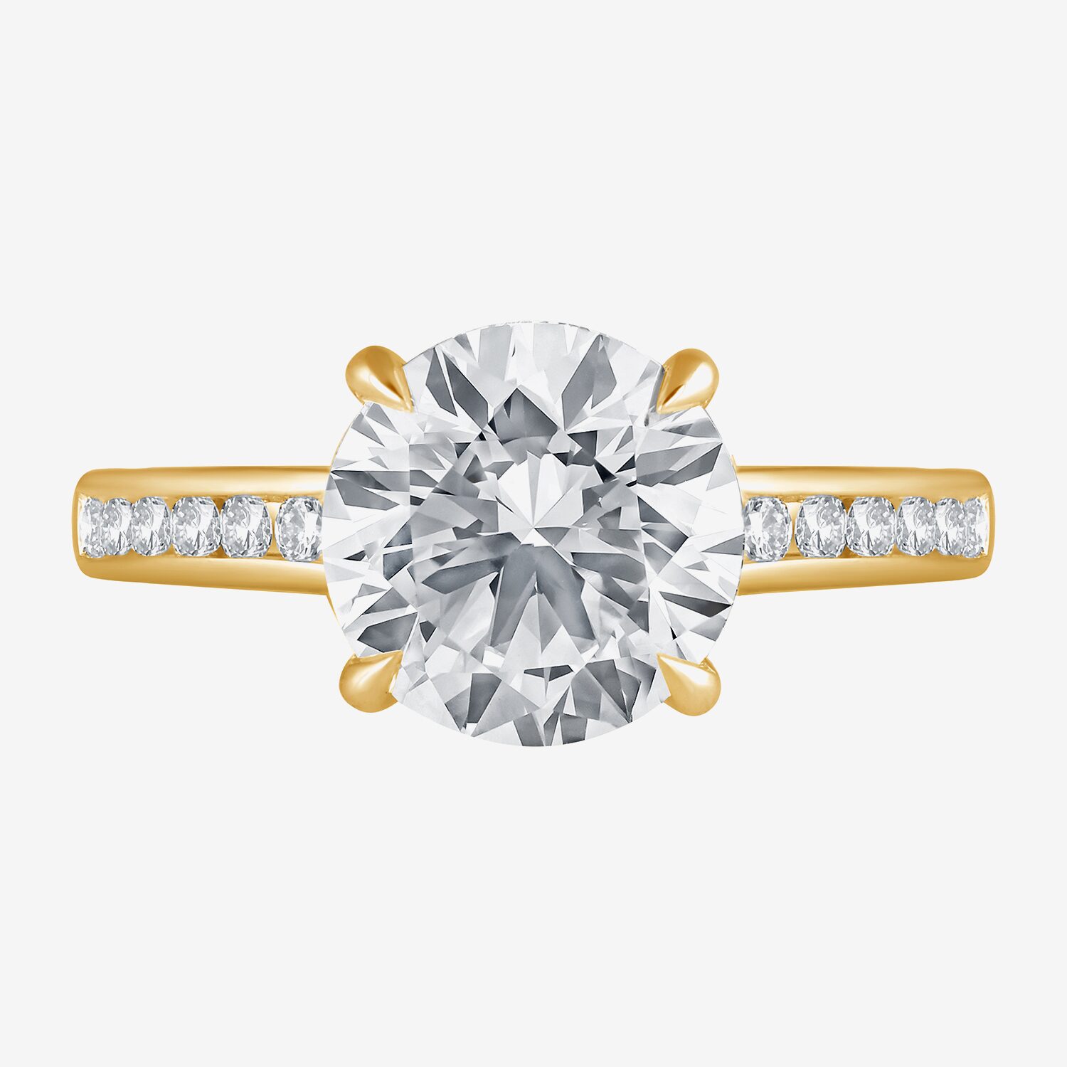 (G / Si1-Si2 ) Womens 3 1/4 CT. T.W. Lab Grown White Diamond 10K Gold Round Side Stone Engagement Ring