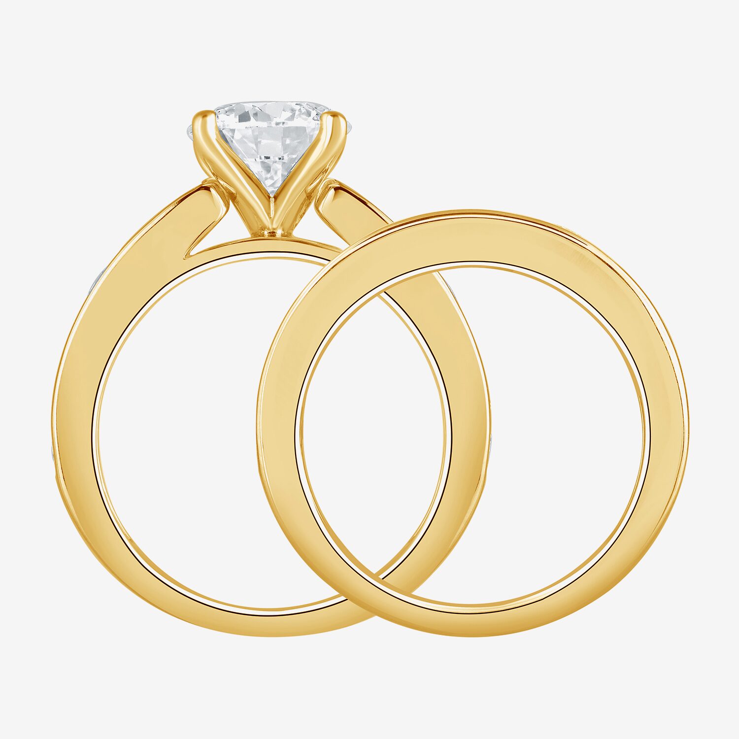 (G / Si1-Si2) Womens 4 CT. T.W. Lab Grown White Diamond 14K Gold Over Silver Round Side Stone Bridal Set