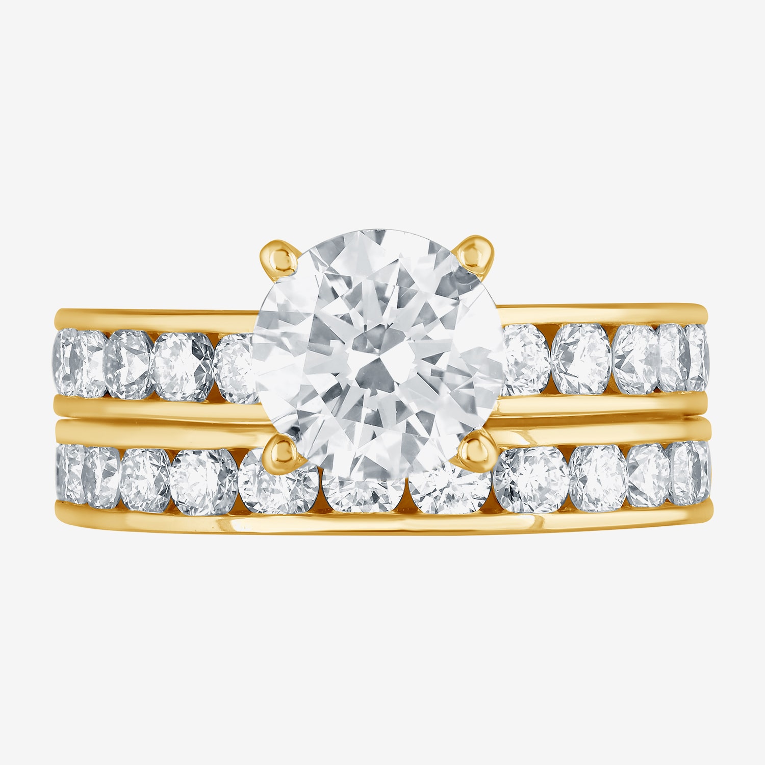 (G / Si1-Si2) Womens 4 CT. T.W. Lab Grown White Diamond 14K Gold Over Silver Round Side Stone Bridal Set