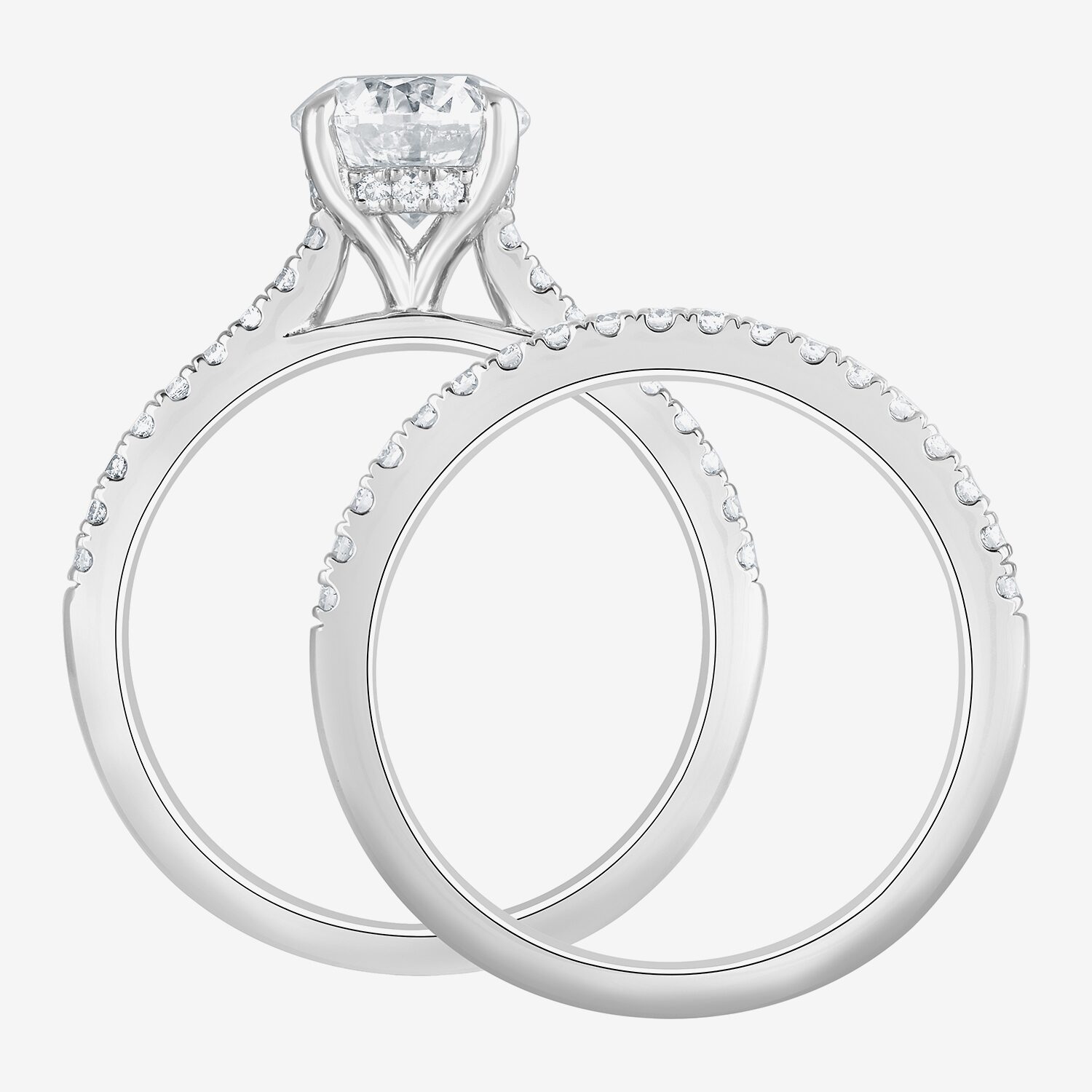 (G / Si1-Si2) Womens 2 CT. T.W. Lab Grown White Diamond Sterling Silver Round Side Stone Bridal Set