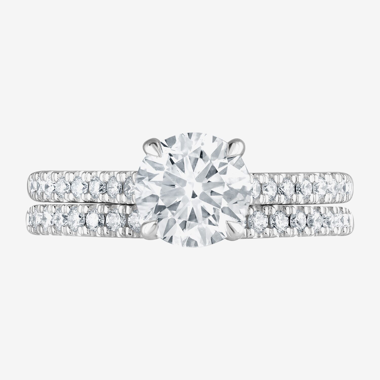 (G / Si1-Si2) Womens 2 CT. T.W. Lab Grown White Diamond Sterling Silver Round Side Stone Bridal Set