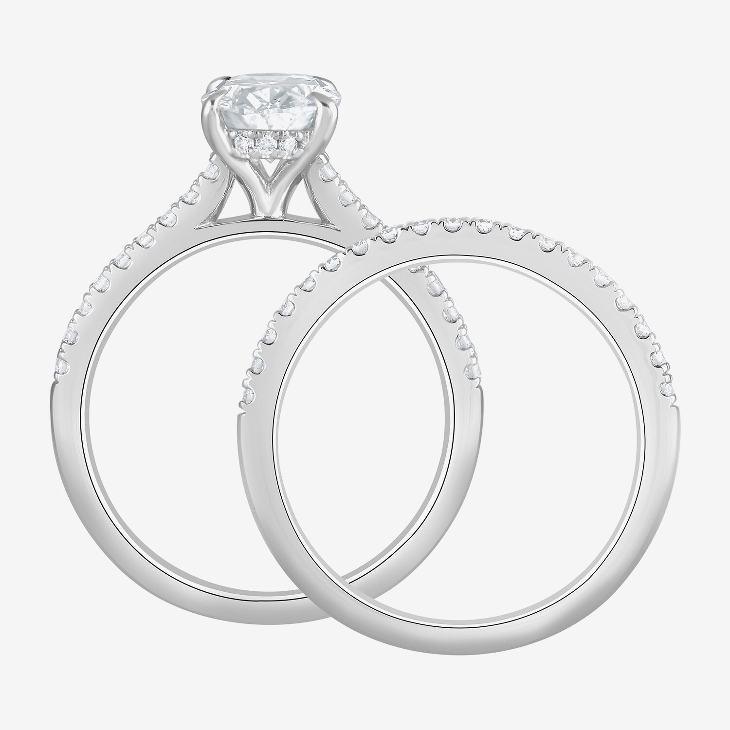 (G / Si1-Si2) Womens 2 CT. T.W. Lab Grown White Diamond Sterling Silver Oval Side Stone Bridal Set