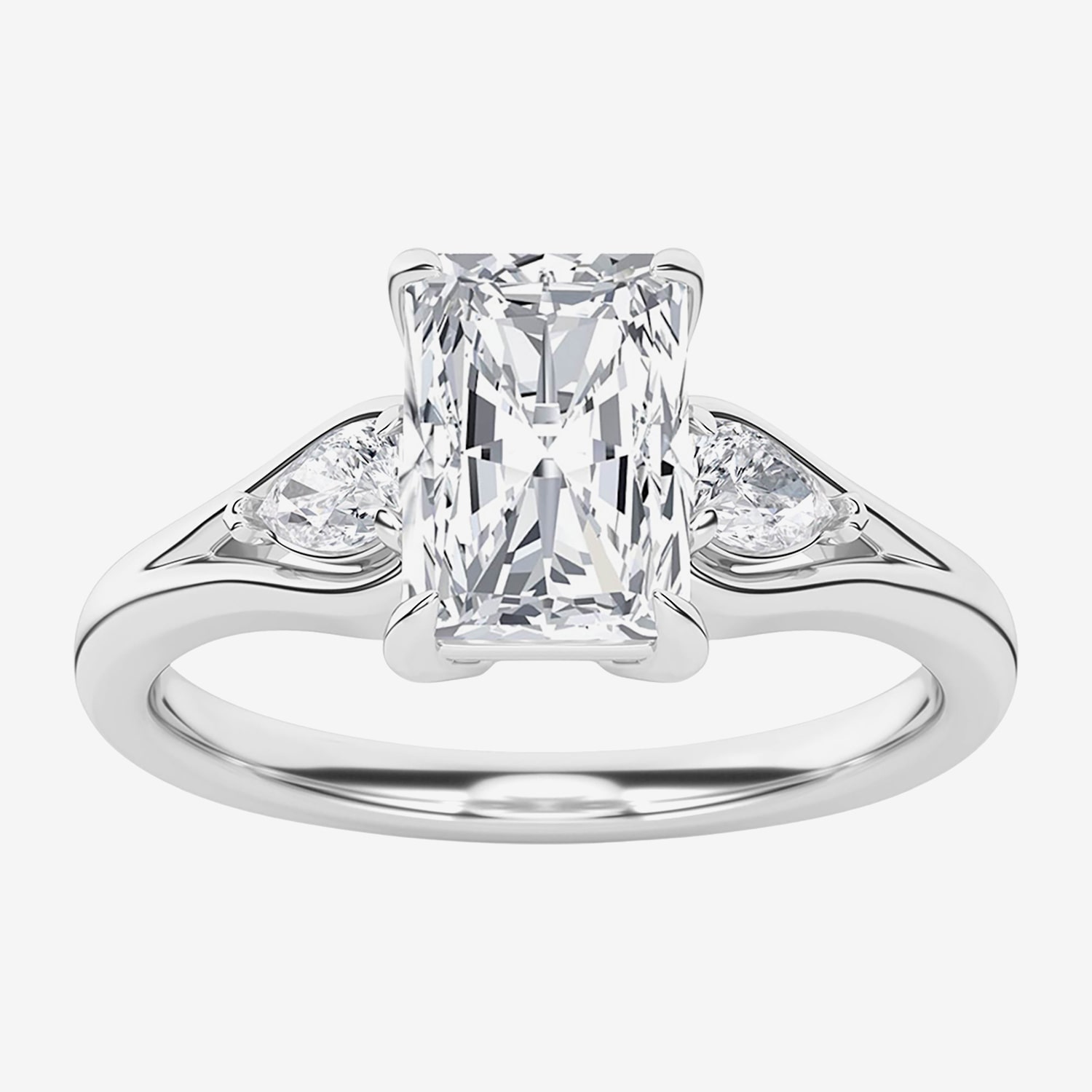 Love Lives Forever (F / Vs2) Womens 1 3/4 CT. T.W. Lab Grown White Diamond 10K Gold Rectangular 3-Stone Engagement Ring