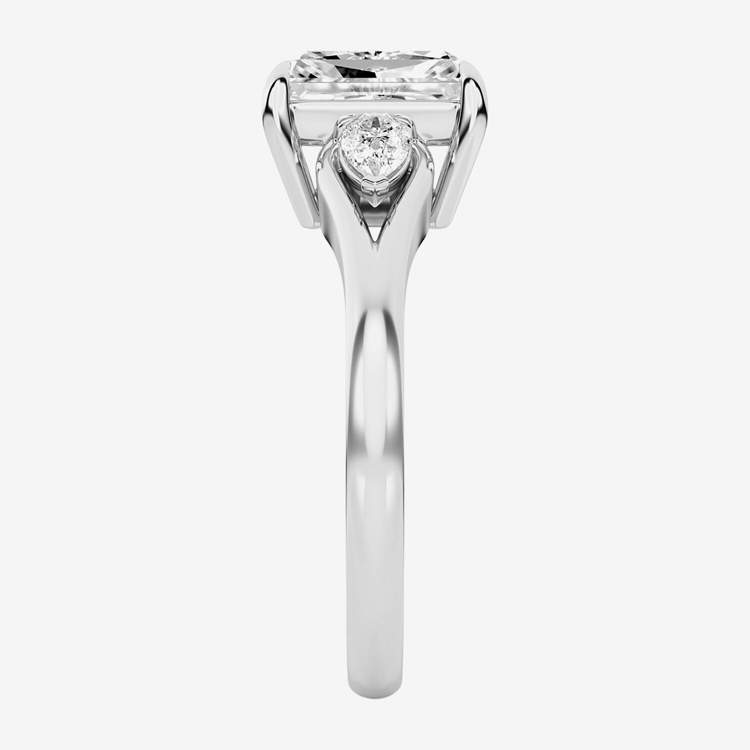 Love Lives Forever (F / Vs2) Womens 1 3/4 CT. T.W. Lab Grown White Diamond 10K Gold Rectangular 3-Stone Engagement Ring