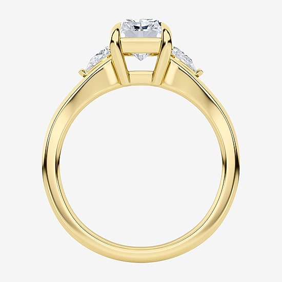 Love Lives Forever (F / Vs2) Womens 1 3/4 CT. T.W. Lab Grown White Diamond 10K Gold Rectangular 3-Stone Engagement Ring