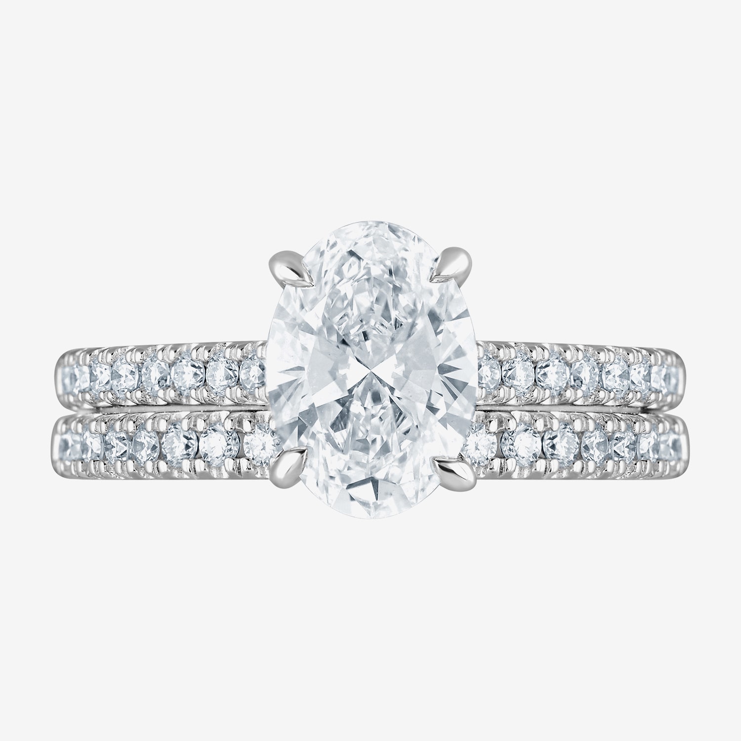 (G / Si1-Si2) Womens 2 CT. T.W. Lab Grown White Diamond Sterling Silver Oval Side Stone Bridal Set
