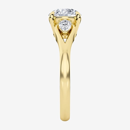Love Lives Forever (F / Vs2) Womens 1 3/4 CT. T.W. Lab Grown White Diamond 10K Gold Round 3-Stone Engagement Ring