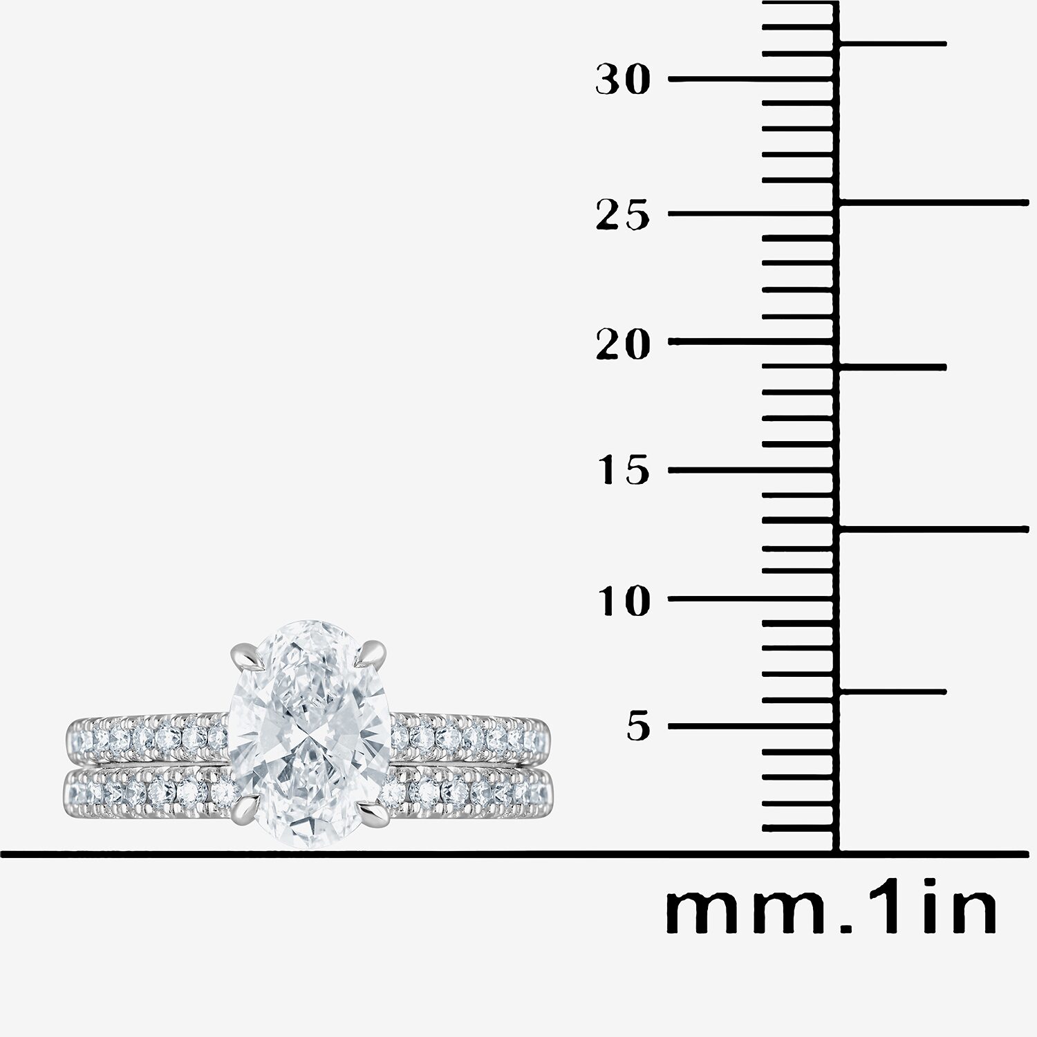 (G / Si1-Si2) Womens 2 CT. T.W. Lab Grown White Diamond Sterling Silver Oval Side Stone Bridal Set