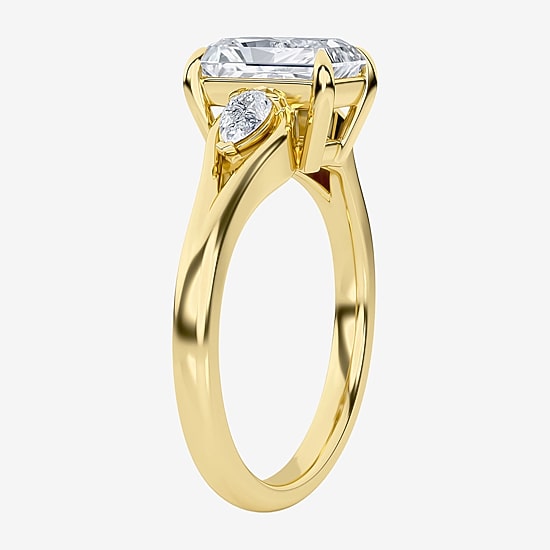 Love Lives Forever (F / Vs2) Womens 1 3/4 CT. T.W. Lab Grown White Diamond 10K Gold Rectangular 3-Stone Engagement Ring