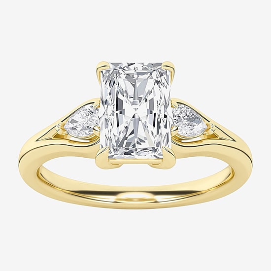 Love Lives Forever (F / Vs2) Womens 1 3/4 CT. T.W. Lab Grown White Diamond 10K Gold Rectangular 3-Stone Engagement Ring