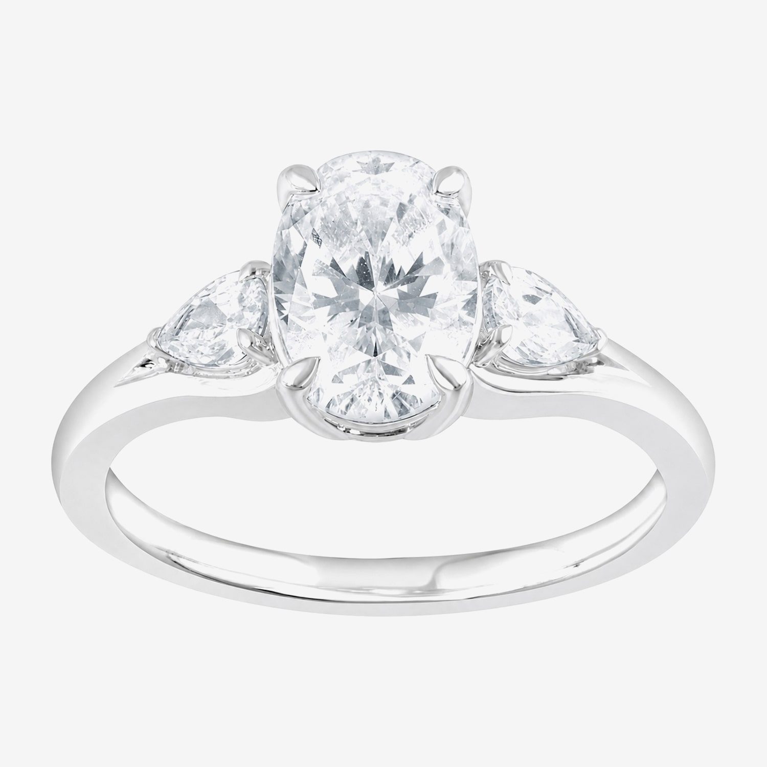Love Lives Forever (F / Vs2) Womens 1 3/4 CT. T.W. Lab Grown White Diamond 10K Gold Oval 3-Stone Engagement Ring