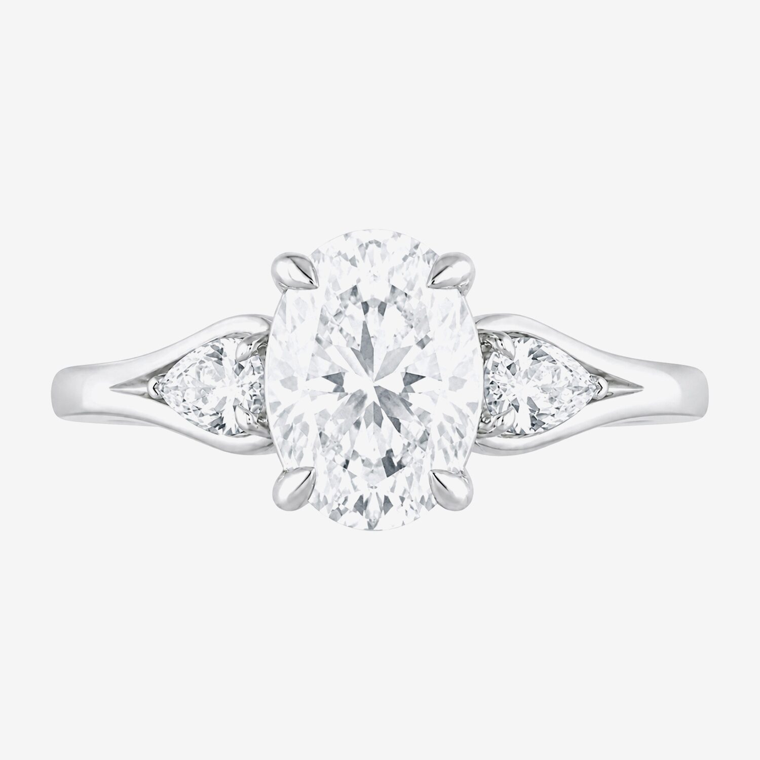 Love Lives Forever (F / Vs2) Womens 1 3/4 CT. T.W. Lab Grown White Diamond 10K Gold Oval 3-Stone Engagement Ring