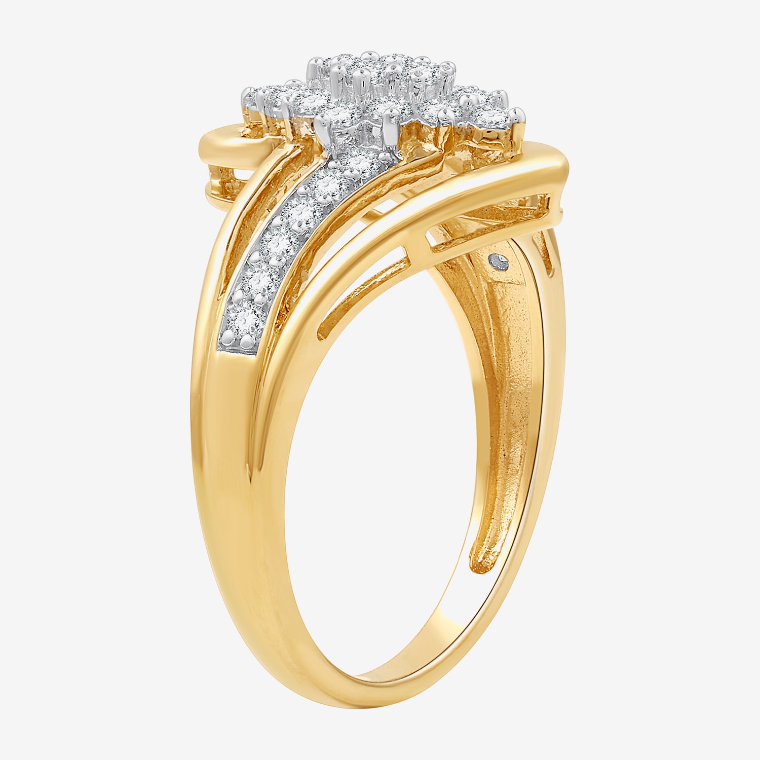 (F / Si1-Si2) Womens 1/2 CT. T.W. Lab Grown White Diamond 14K Gold Over Silver Cocktail Ring