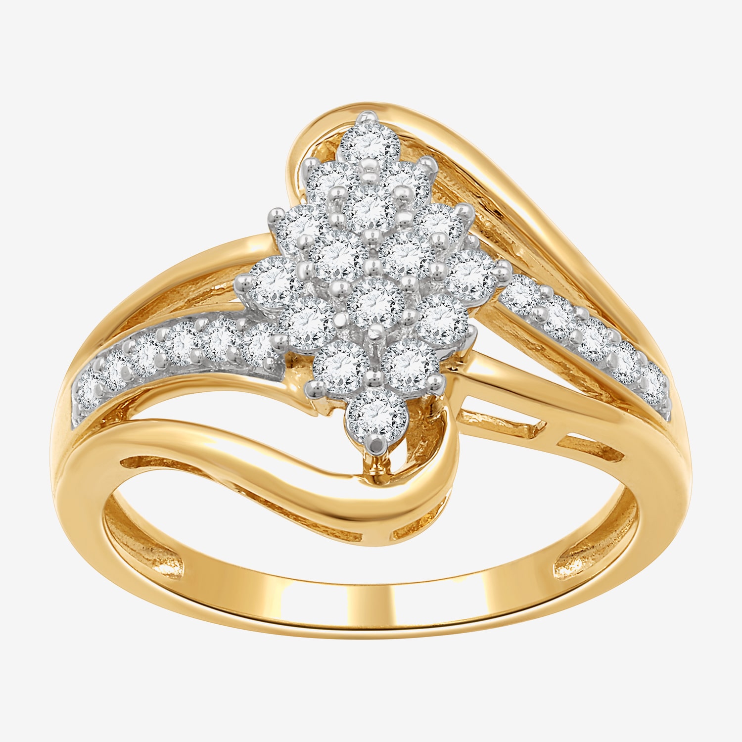 (F / Si1-Si2) Womens 1/2 CT. T.W. Lab Grown White Diamond 14K Gold Over Silver Cocktail Ring