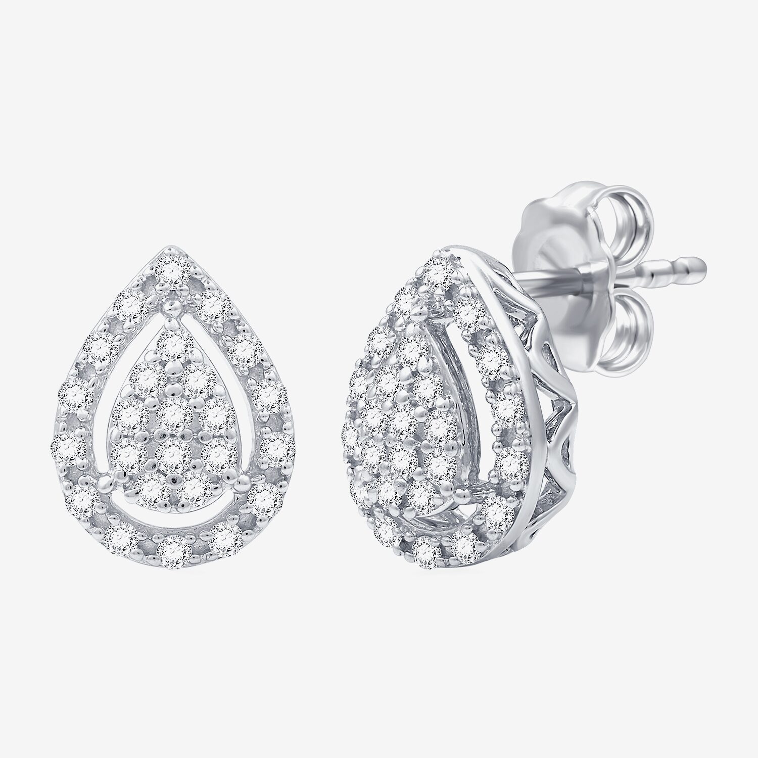 (F / Si1-Si2) Womens 1/2 CT. T.W. Lab Grown White Diamond Sterling Silver Pear 2-pc. Jewelry Set