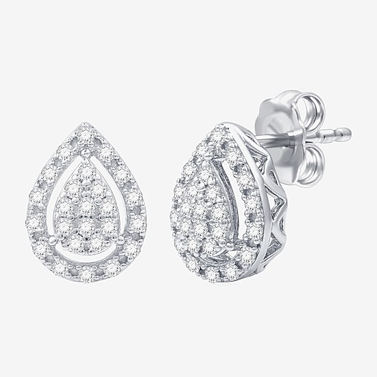 (F / Si1-Si2) Womens 1/2 CT. T.W. Lab Grown White Diamond Sterling Silver Pear 2-pc. Jewelry Set