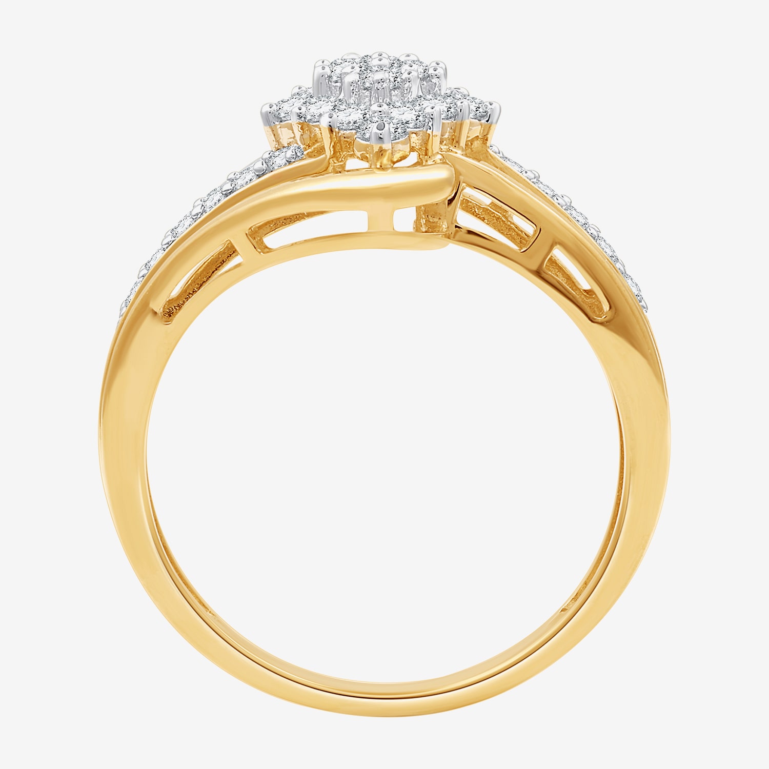 (F / Si1-Si2) Womens 1/2 CT. T.W. Lab Grown White Diamond 14K Gold Over Silver Cocktail Ring