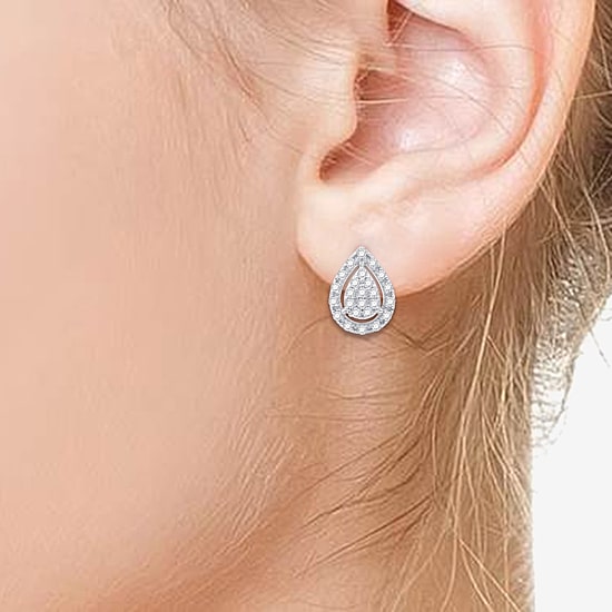 (F / Si1-Si2) Womens 1/2 CT. T.W. Lab Grown White Diamond Sterling Silver Pear 2-pc. Jewelry Set