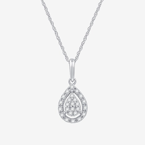 (F / Si1-Si2) Womens 1/2 CT. T.W. Lab Grown White Diamond Sterling Silver Pear 2-pc. Jewelry Set