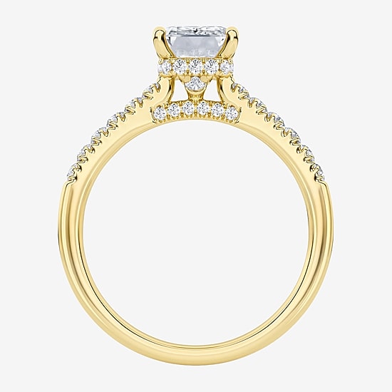 (G / Vs1-Vs2) Womens 2 CT. T.W. Lab Grown White Diamond 14K Gold Rectangular Side Stone Engagement Ring