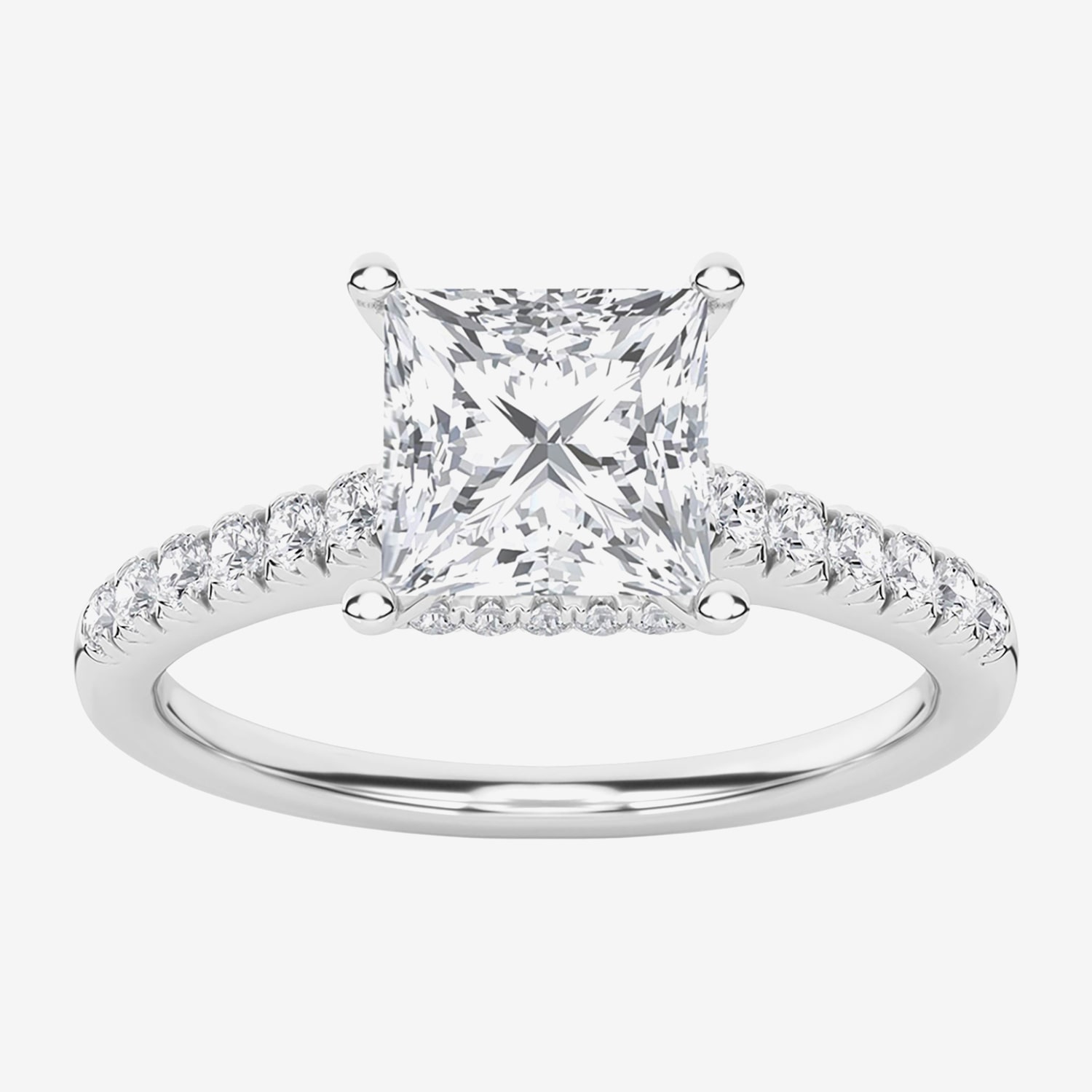 (G / Vs1-Vs2) Womens 2 CT. T.W. Lab Grown White Diamond 14K Gold Side Stone Engagement Ring