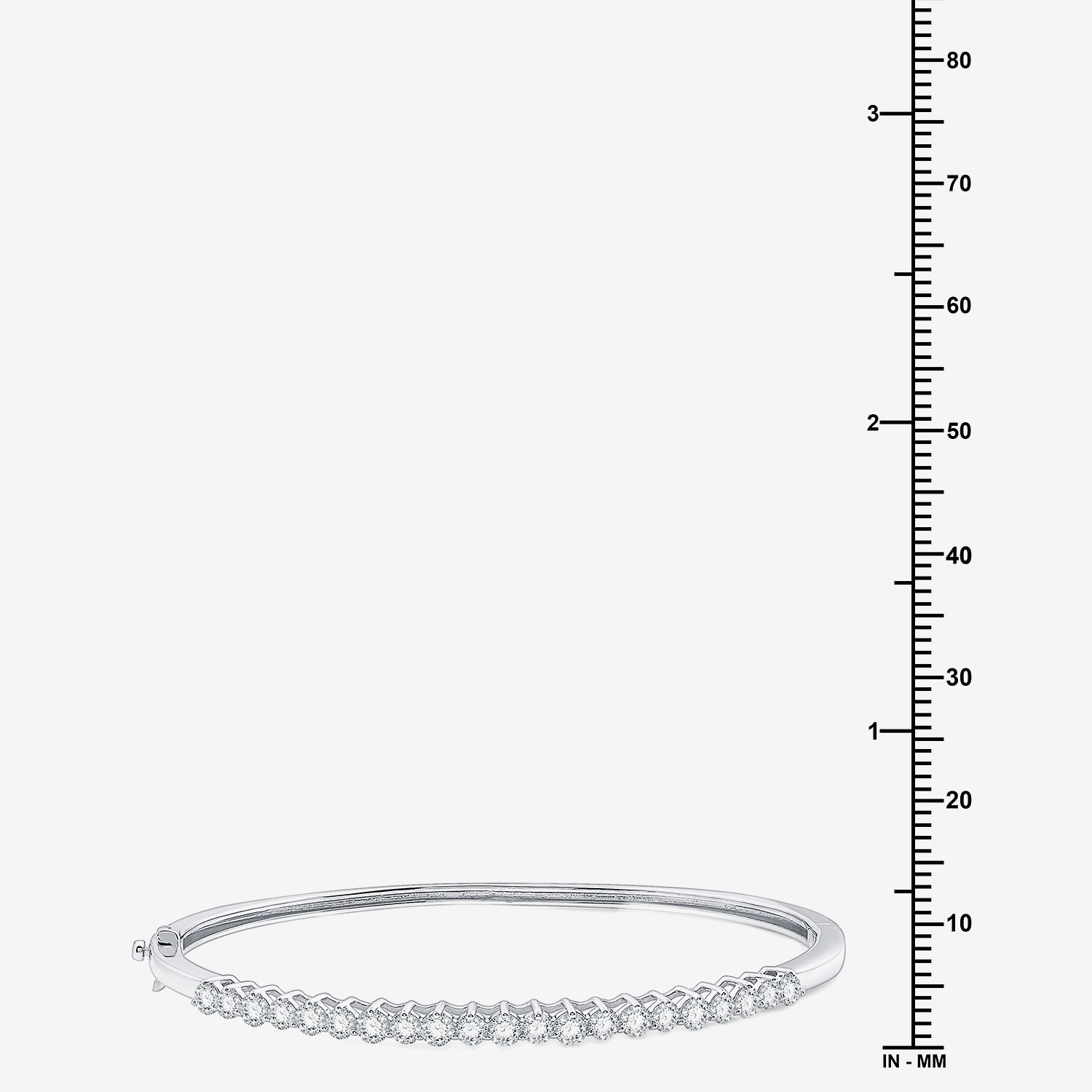 (F / Si1-Si2) Womens 2 CT. T.W. Lab Grown White Diamond Sterling Silver Bangle Bracelet