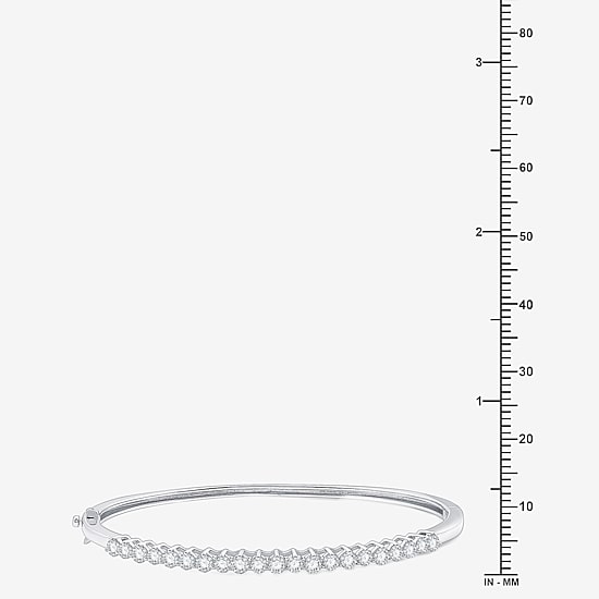 (F / Si1-Si2) Womens 2 CT. T.W. Lab Grown White Diamond Sterling Silver Bangle Bracelet