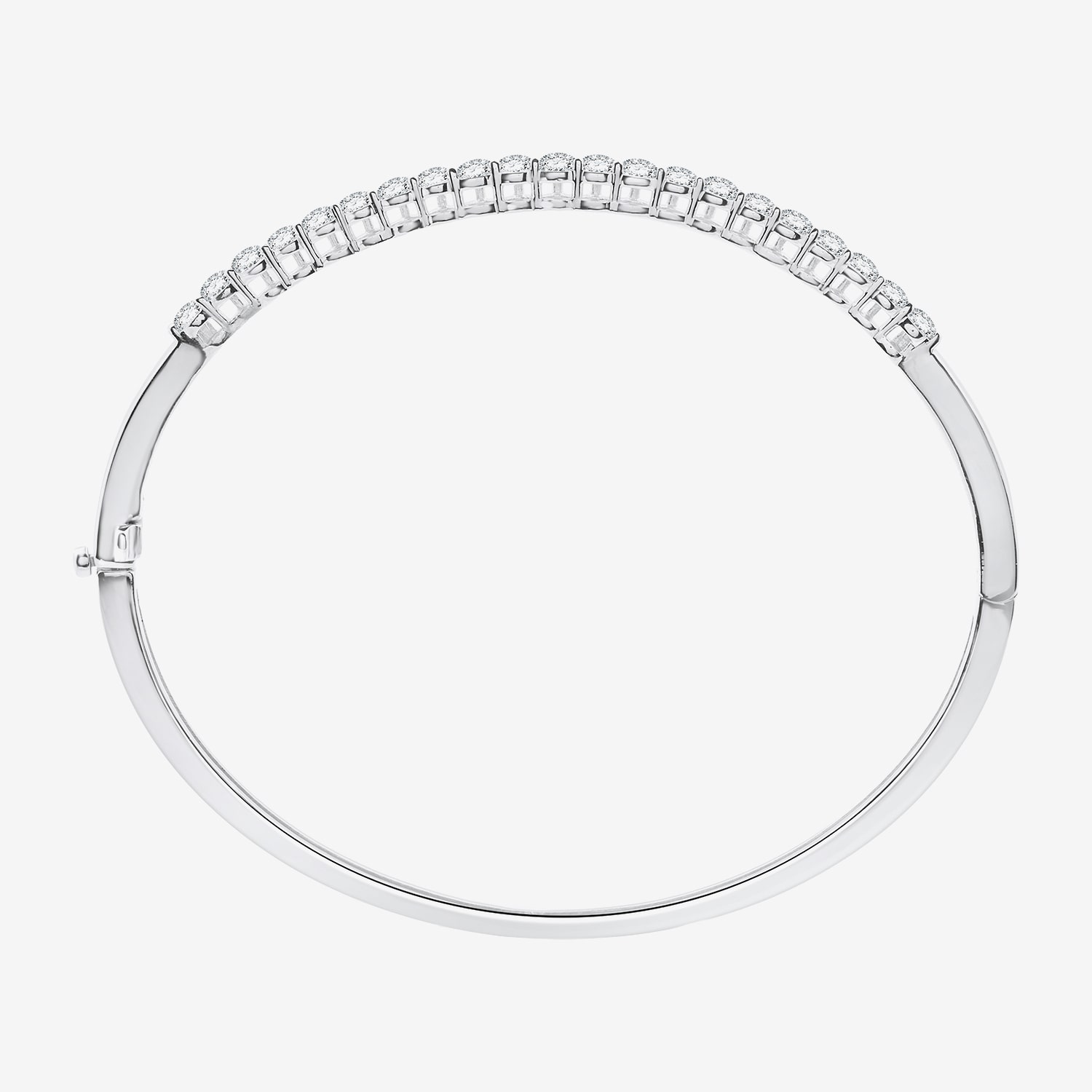 (F / Si1-Si2) Womens 2 CT. T.W. Lab Grown White Diamond Sterling Silver Bangle Bracelet