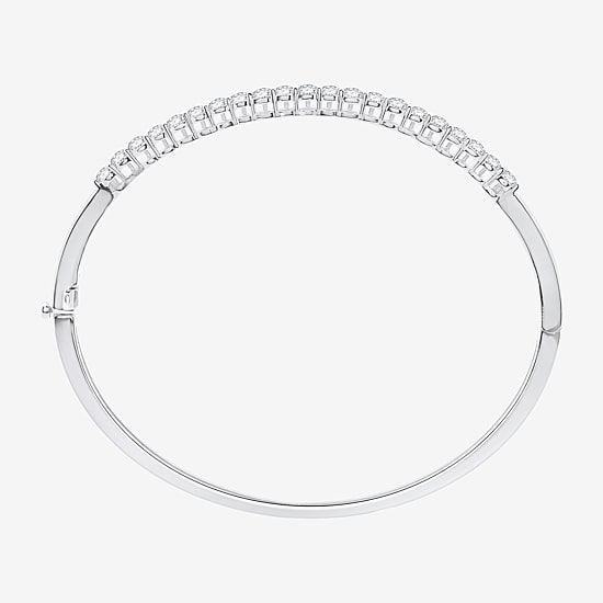(F / Si1-Si2) Womens 2 CT. T.W. Lab Grown White Diamond Sterling Silver Bangle Bracelet