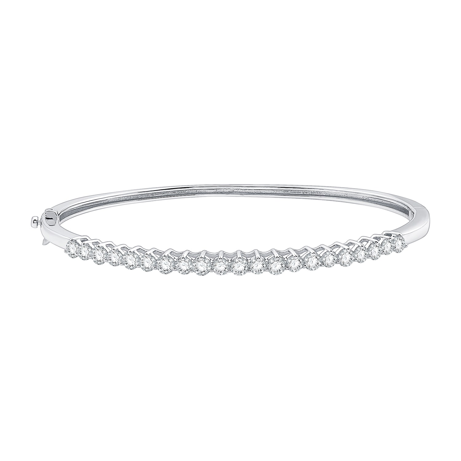 (F / Si1-Si2) Womens 2 CT. T.W. Lab Grown White Diamond Sterling Silver Bangle Bracelet