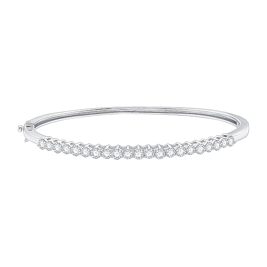 (F / Si1-Si2) Womens 2 CT. T.W. Lab Grown White Diamond Sterling Silver Bangle Bracelet