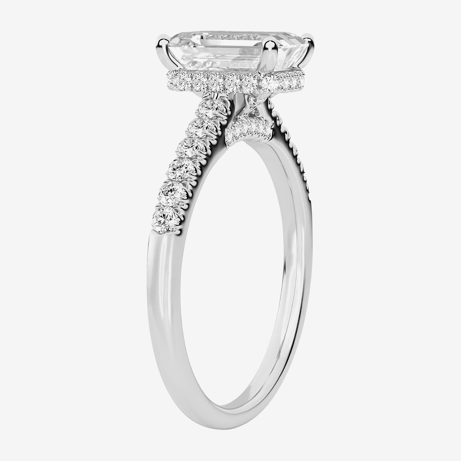 (G / Vs1-Vs2) Womens 2 CT. T.W. Lab Grown White Diamond 14K Gold Rectangular Side Stone Engagement Ring