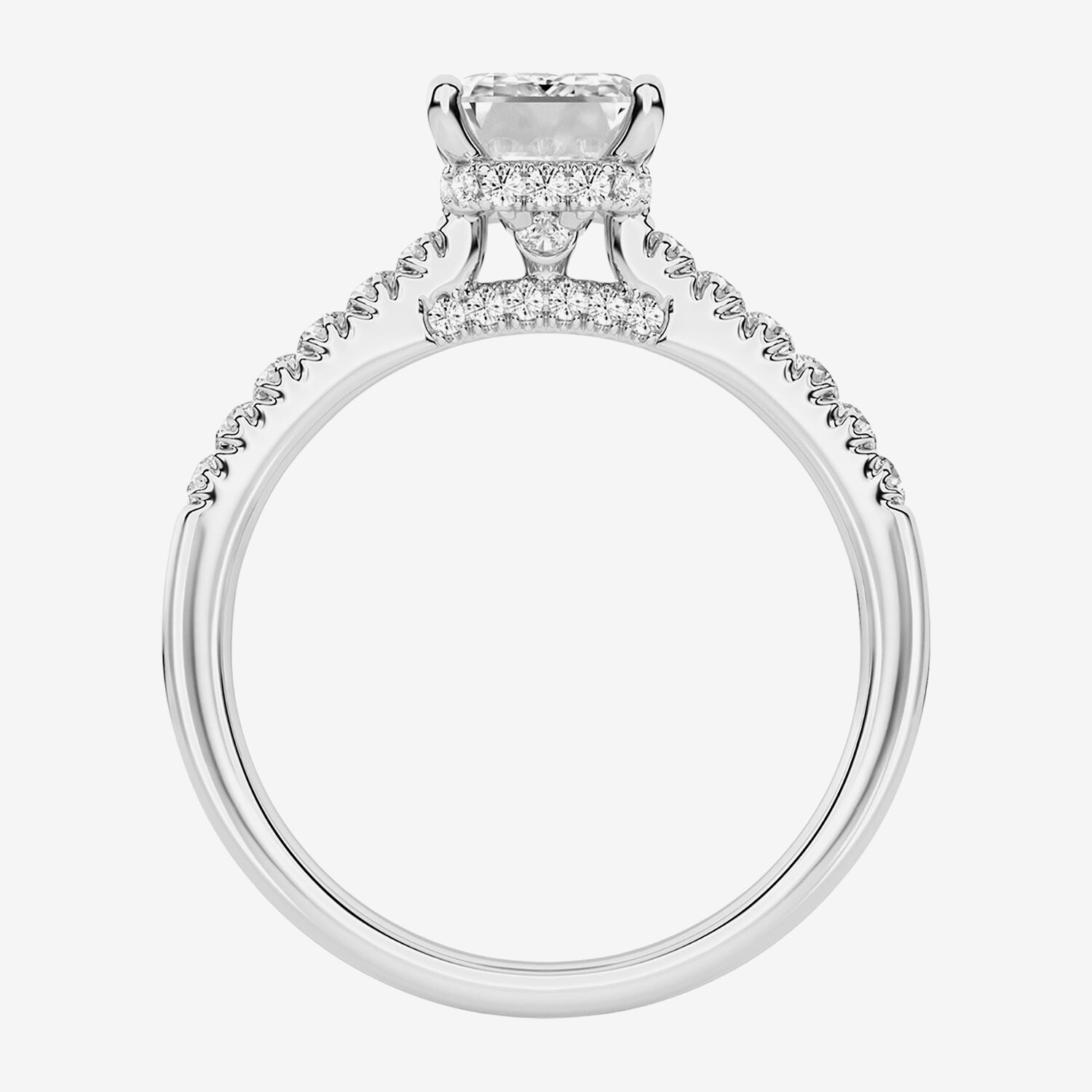 (G / Vs1-Vs2) Womens 2 CT. T.W. Lab Grown White Diamond 14K Gold Rectangular Side Stone Engagement Ring