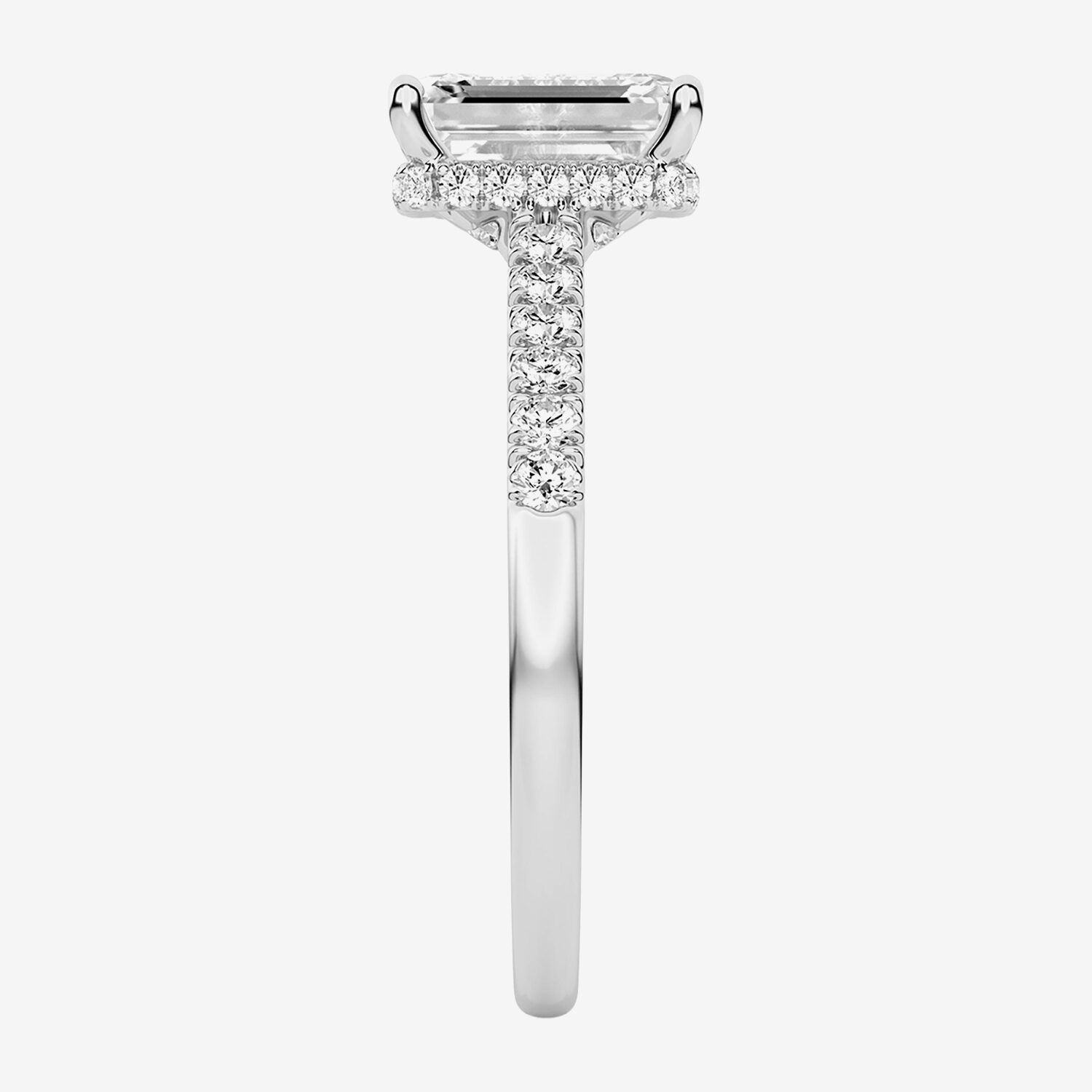 (G / Vs1-Vs2) Womens 2 CT. T.W. Lab Grown White Diamond 14K Gold Rectangular Side Stone Engagement Ring