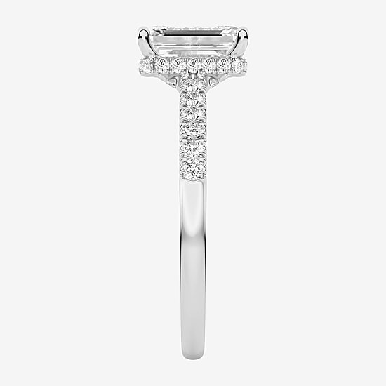 (G / Vs1-Vs2) Womens 2 CT. T.W. Lab Grown White Diamond 14K Gold Rectangular Side Stone Engagement Ring