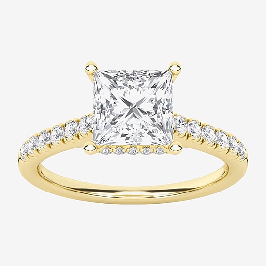 (G / Vs1-Vs2) Womens 2 CT. T.W. Lab Grown White Diamond 14K Gold Side Stone Engagement Ring