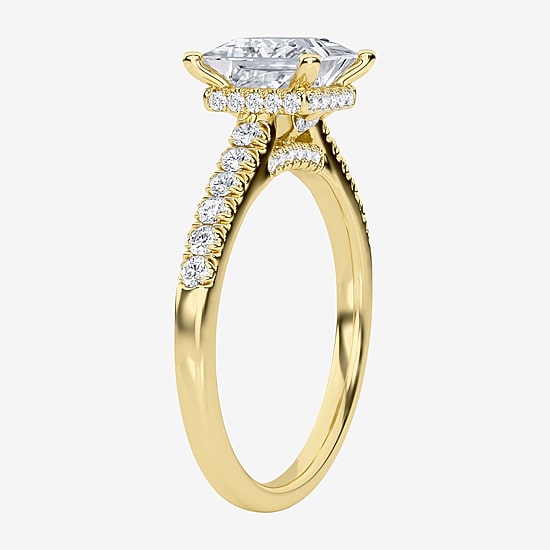 (G / Vs1-Vs2) Womens 2 CT. T.W. Lab Grown White Diamond 14K Gold Side Stone Engagement Ring