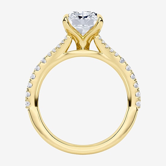 (F / Vs2) Womens 3 CT. T.W. Lab Grown White Diamond 14K Gold Rectangular Side Stone Engagement Ring