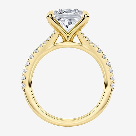 (F / Vs2) Womens 3 CT. T.W. Lab Grown White Diamond 14K Gold Side Stone Engagement Ring