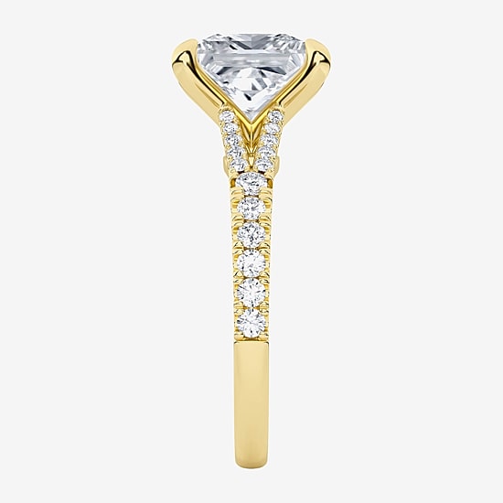 (F / Vs2) Womens 3 CT. T.W. Lab Grown White Diamond 14K Gold Side Stone Engagement Ring
