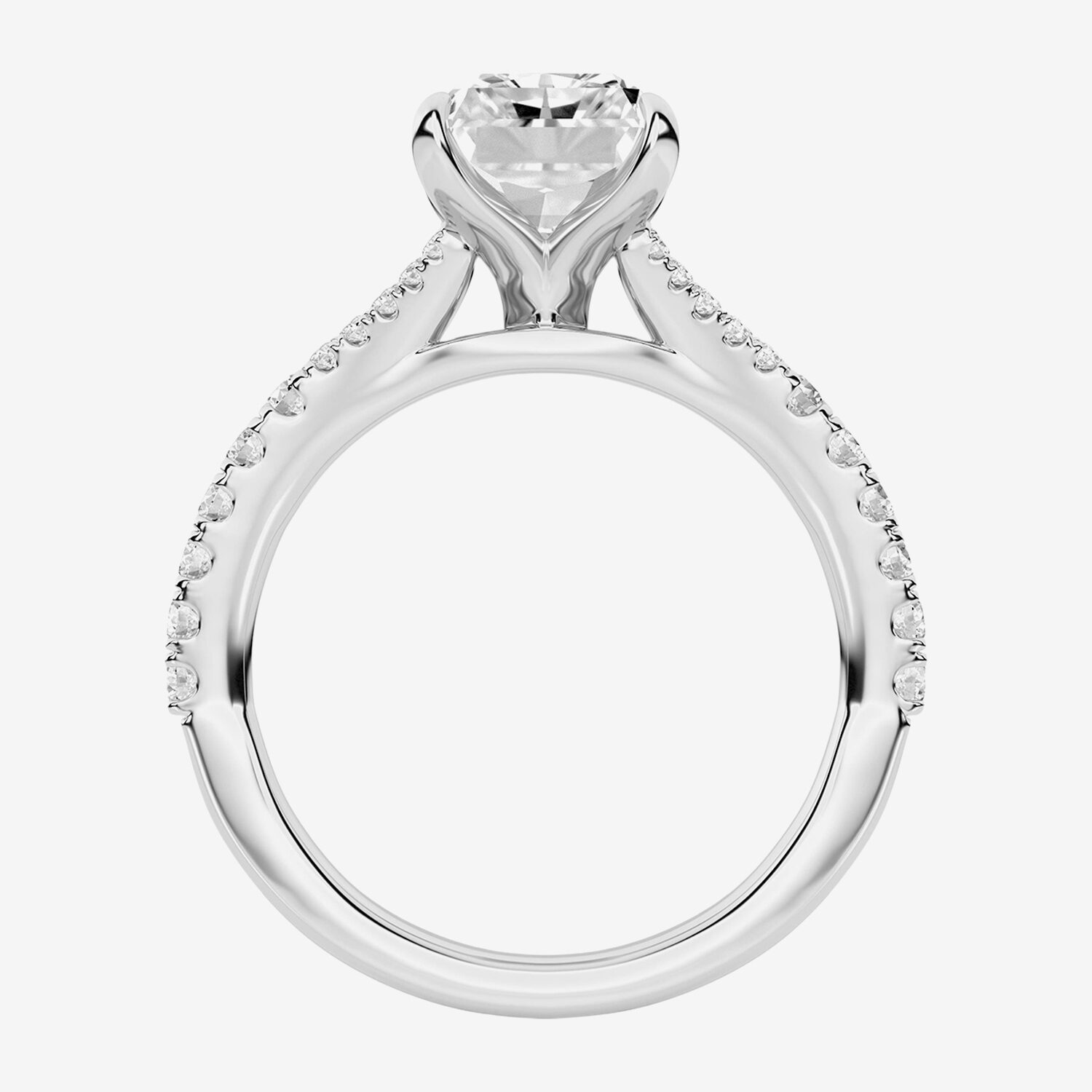 F / Vs2) Womens 3 / CT. T.W. Lab Grown White Diamond 14K Gold Rectangular Side Stone Engagement Ring