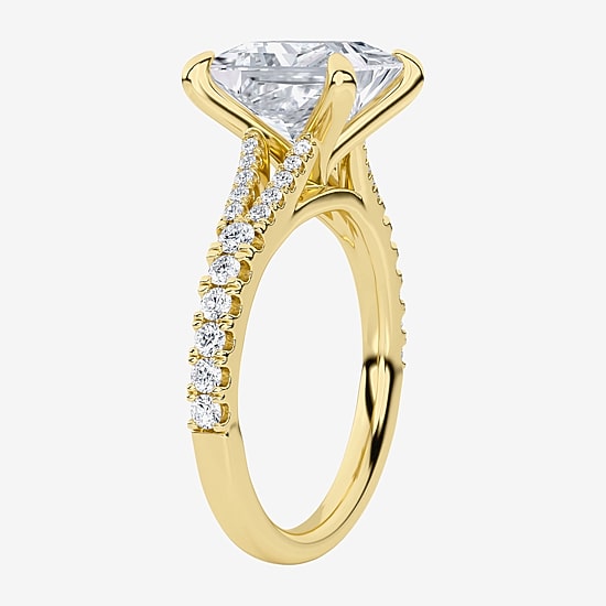 (F / Vs2) Womens 3 CT. T.W. Lab Grown White Diamond 14K Gold Side Stone Engagement Ring