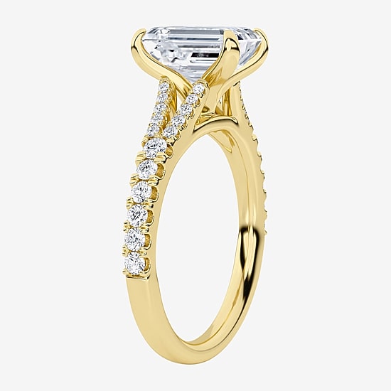 (F / Vs2) Womens 3 CT. T.W. Lab Grown White Diamond 14K Gold Side Stone Engagement Ring